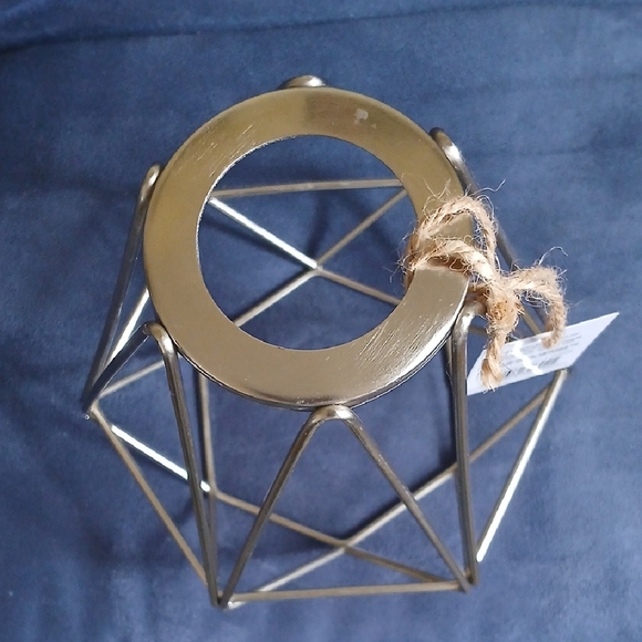 Geometric Brushed Nickel Caged Lamp Shade Or Candle Holder - Picture 2 of 3